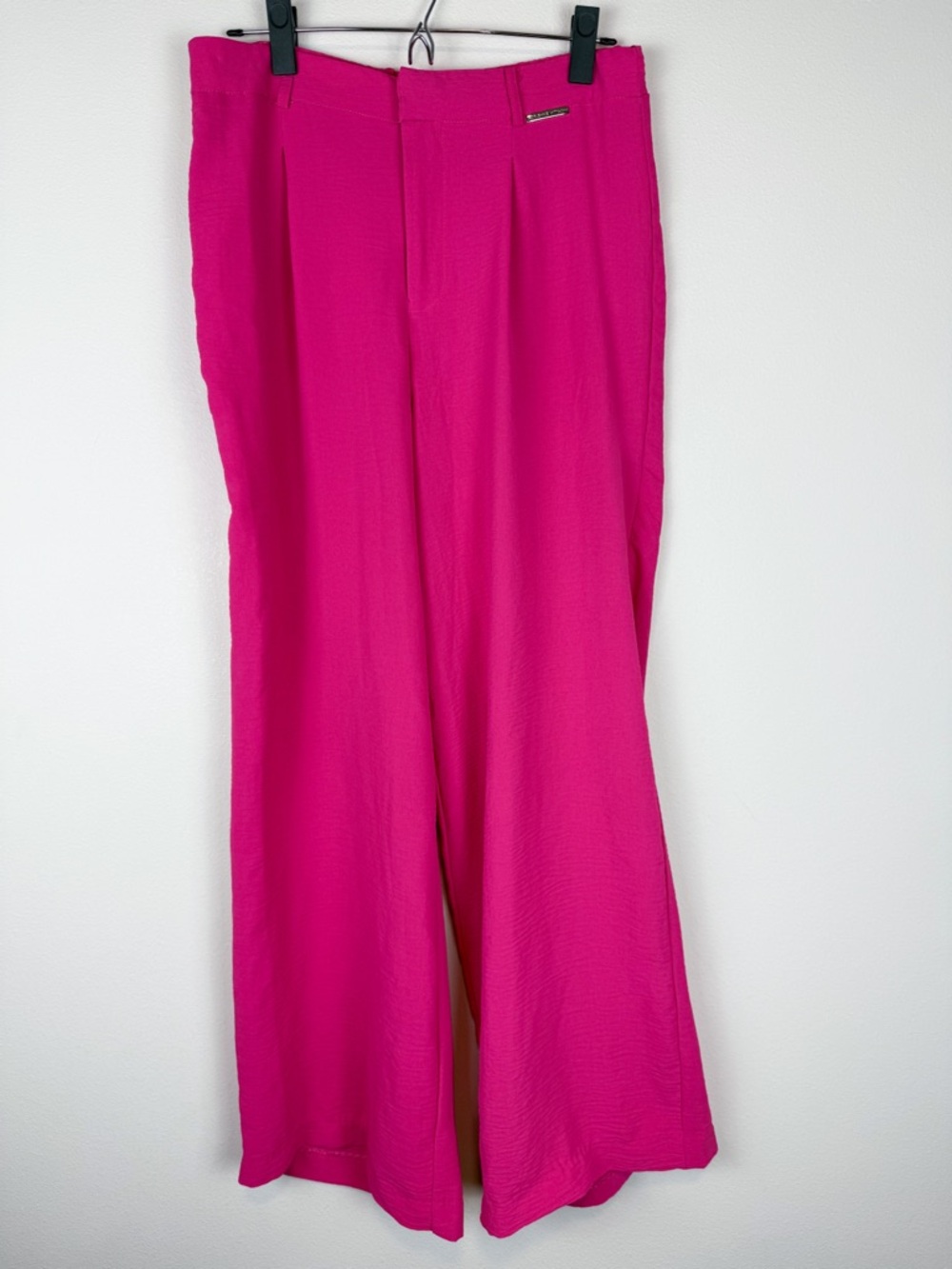 Adrienne Vittadini Hot Pink Gauzy Wide Leg Trousers Size Medium